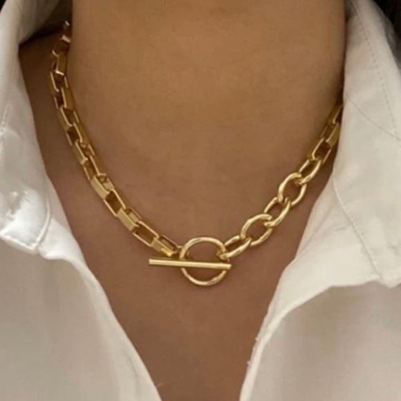 NEW GOLD CHUNKY CHAIN NECKLACE - Picture 1 of 4